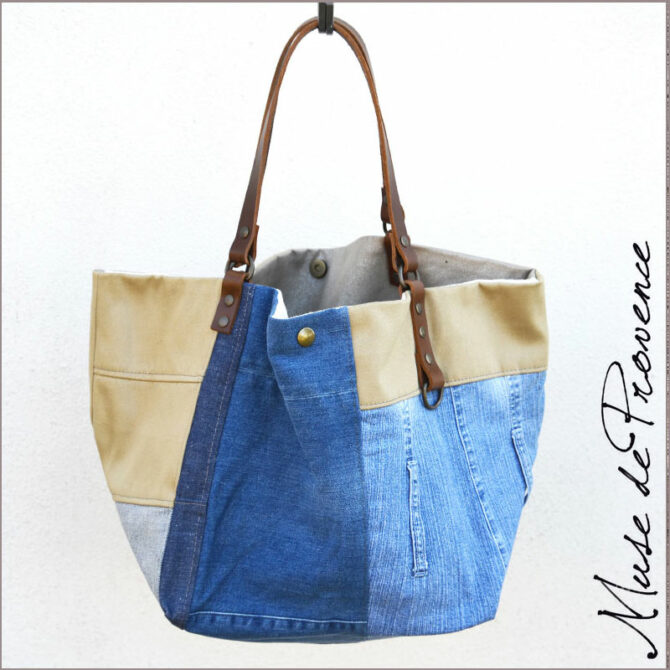 Sac en jean - Sacs jean uniques et réversibles - sac jean en tissu recyclé - Sac cabas bohème chic en jean