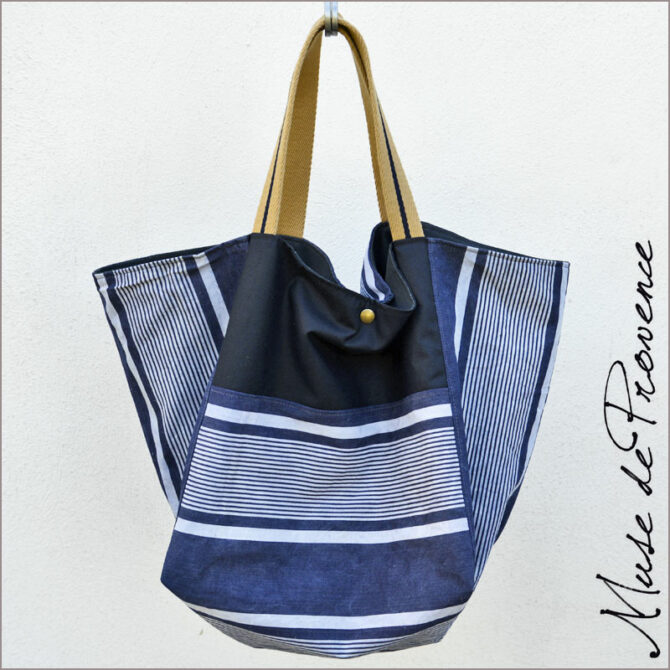 Sac de plage chic - sac de plage réversible- cabas plage en toile- Sac de plage made in France