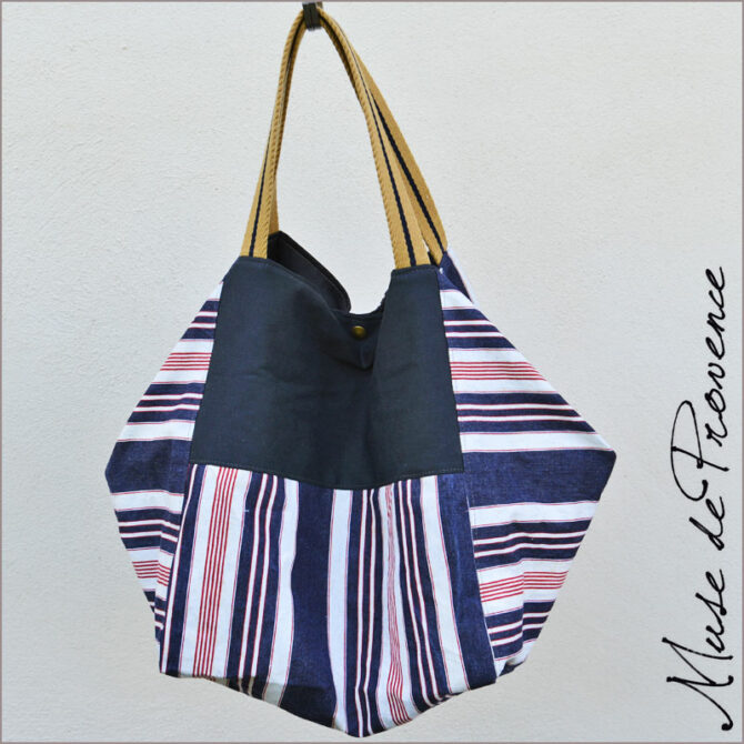 Sac de plage chic - sac de plage réversible- cabas plage en toile- Sac de plage made in France