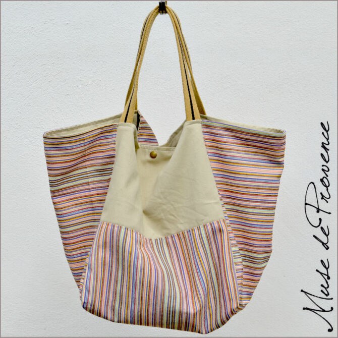 Sac de plage chic - sac de plage réversible- cabas plage en toile- Sac de plage made in France