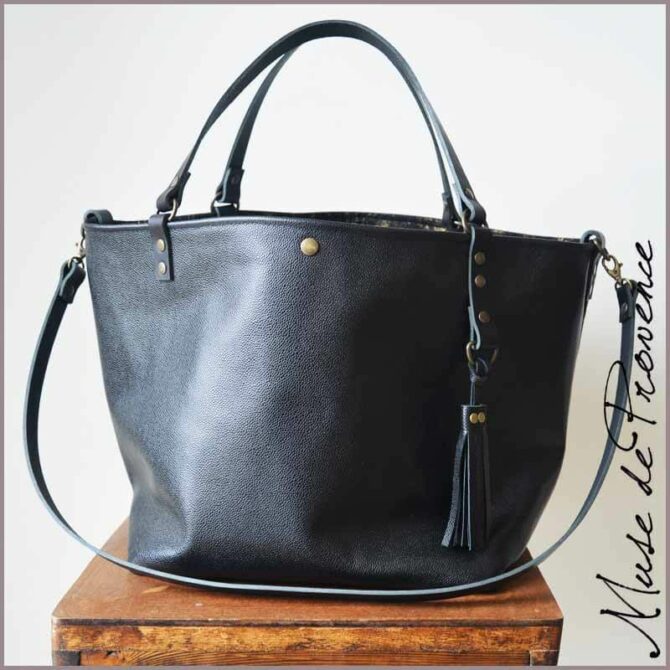 sac weekend en cuir noir fait main