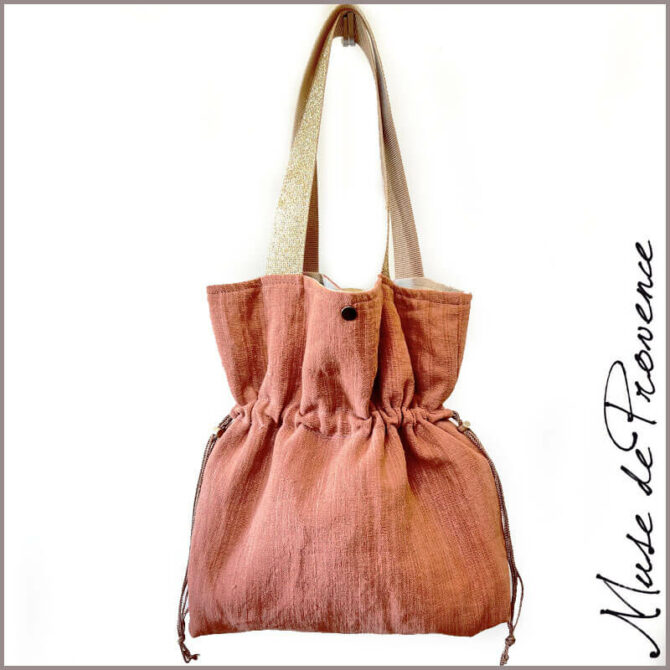 sac tote lin fait main de couleur terracotta