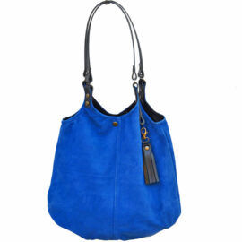 tote en daim bleu royal - sac tote en pièce unique fabriqué à la main en France