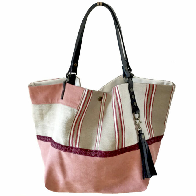 Grand sac à main chic en patchwork tissus