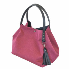 Grand sac à main en tissu métallise fuscia