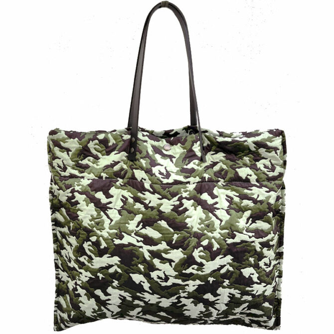 Grand sac à main XXL en tissu matelassé camouflage - Sac réversible taille xxl