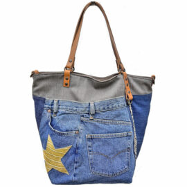 sac cabas jean, sac cabas patchwork jean, sac sur mesure