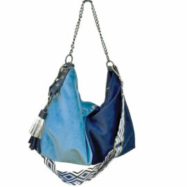 sac à main en velours bleu- sac à bandoulière en velours bleu