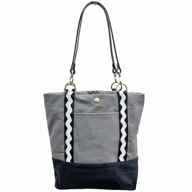 Sac à main unique et original gris et noir