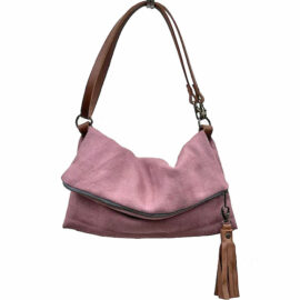 sac à main zippé façon sac pochette- sac à main en lin vieux rose