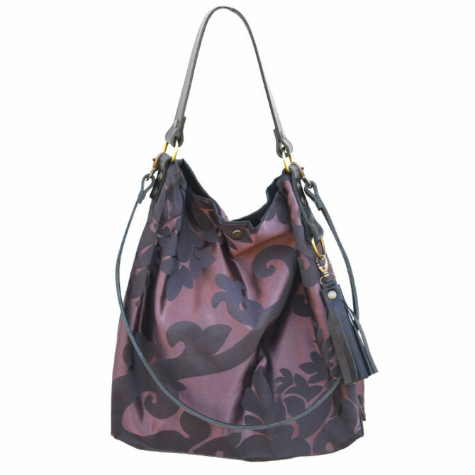 Sac à main chic en satin de soie prune