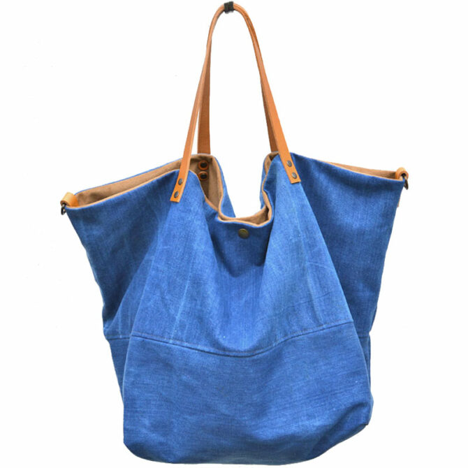 Sac de plage chic en jean- Sac en modèle unique de créateur - sac oversize- sac de plage réversible