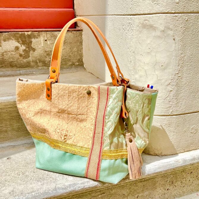 Sac cabas lin vert Esther – Image 2