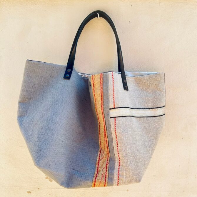 Trio Grey Reversible Linen Tote Bag