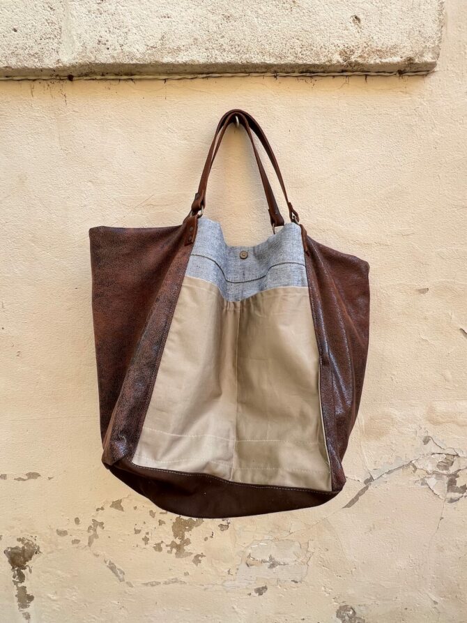 Brooklyn XXL leather denim bag – Image 5