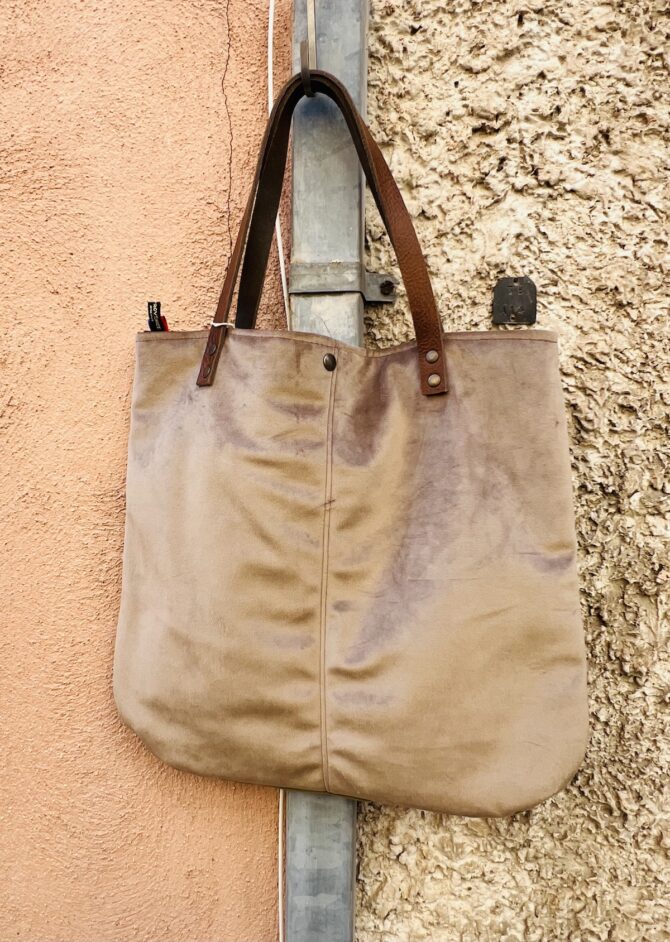 Sac cabas slim velours vert – Image 2