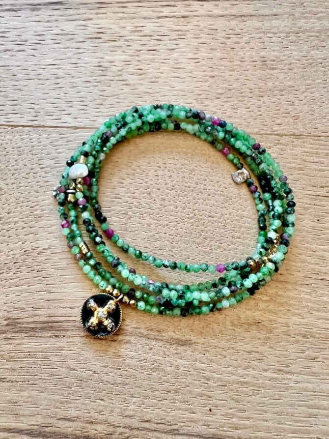 Collier-bracelet vert pierre fine – Image 6