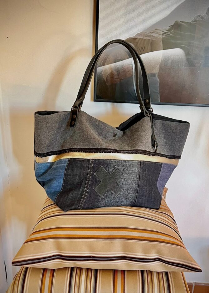 PALM SPRINGS reversible denim tote bag
