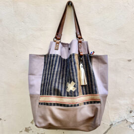 Grand sac xxl cuir et toile Unico