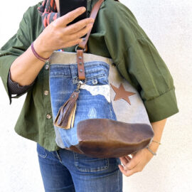 Sac cabas jean et cuir Bruna