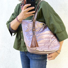 Sac cabas métallisé Rose