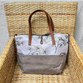 Sac cabas zippé lin fleurs FIORI