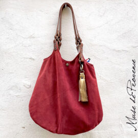 Sac veau velours rouge Griotte