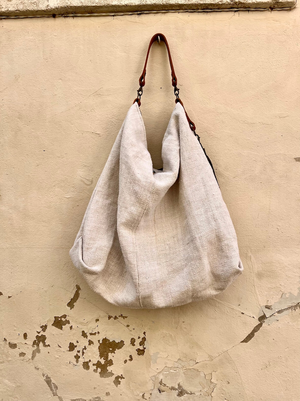 Grand sac zippé en chanvre Blanc – Image 5