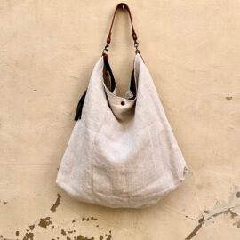 Grand sac zippé en chanvre Blanc