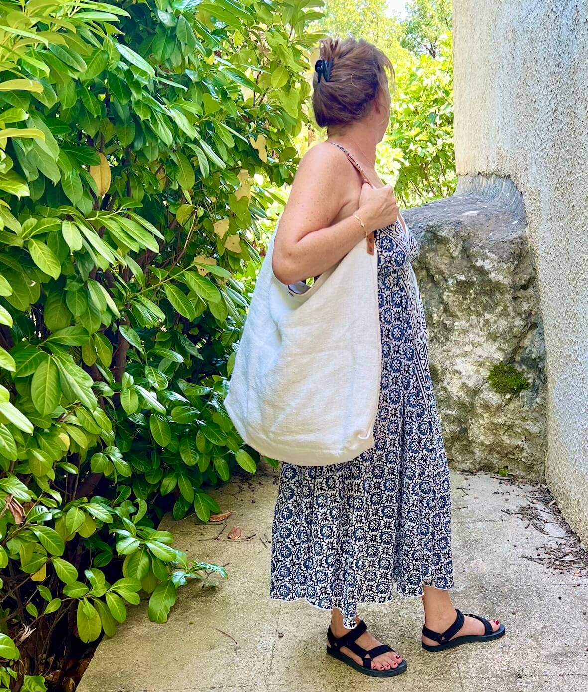 Grand sac zippé en chanvre Blanc – Image 2